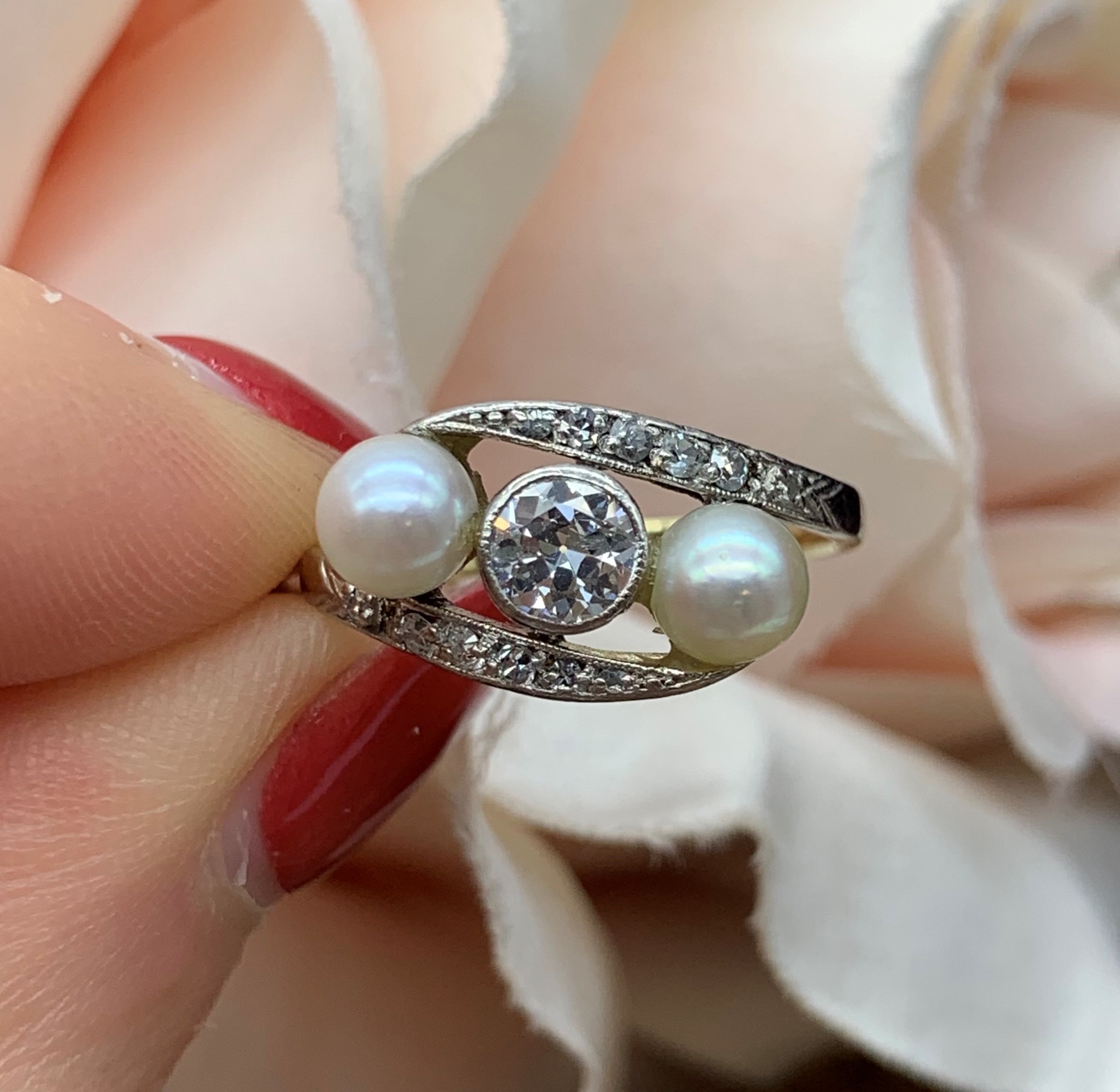 Antique estate hot sale pearl rings