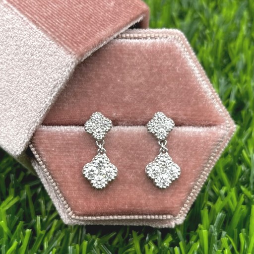 Clover Shape Diamond Stud Earrings