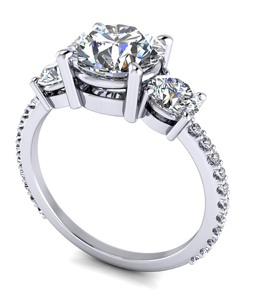 Shop the Good Old Gold Engagement Ring Custom Three Stone Engagement Ring Good Old Gold