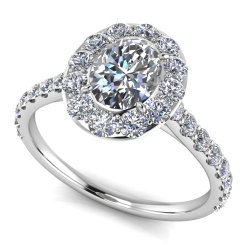Custom Good Old Gold Engagement Ring w. Diamond Halo